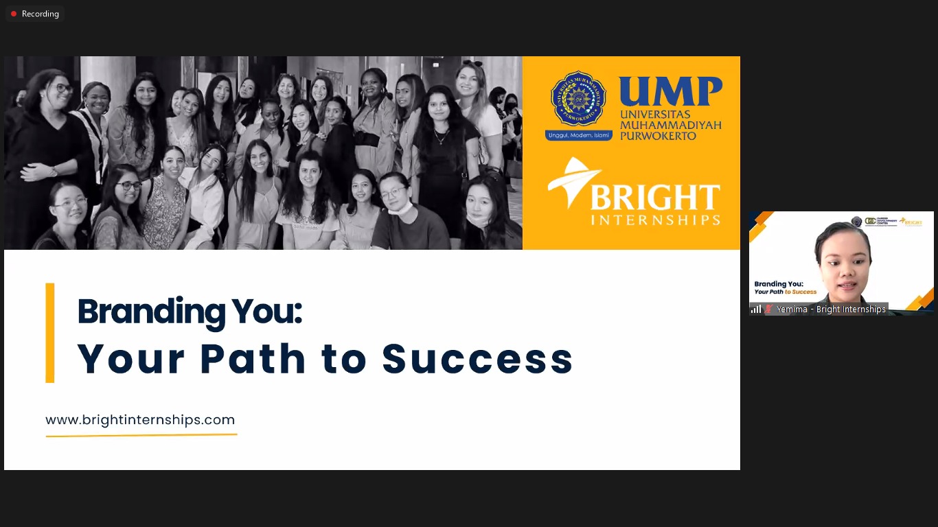 Dokumentasi kegiatan webinar Bright Internships x UMP