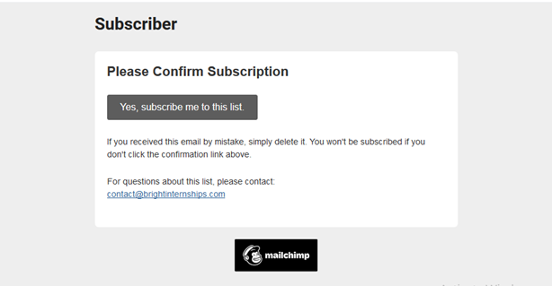 Bright Internships Newsletter: Check Your Inbox and Confirm Subscription
